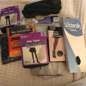 Black navy white sparkle Shaper Pantyhose tights bundle mostly A-B size